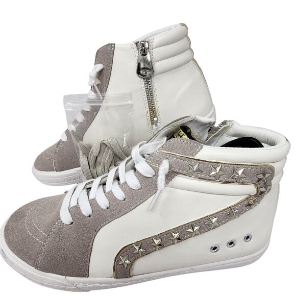 Vintage Havana Womens High-Top Sneakers With Star Studs & Gold Accents Size 10 - Picture 1 of 13